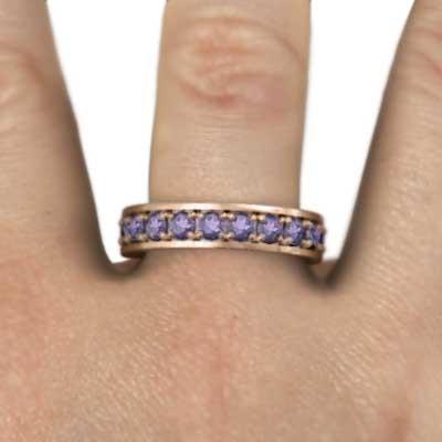 リング 2月の誕生石 アメジスト(紫水晶) ピンクゴールドk10 ハーフエタニティリングの画像