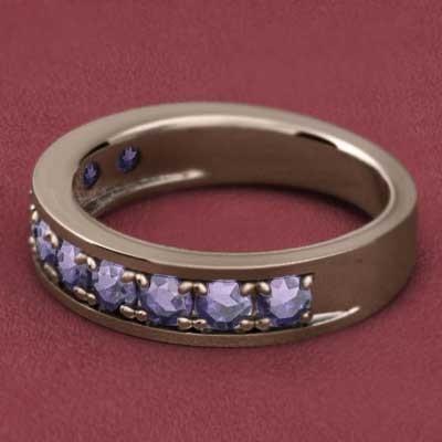 リング 2月の誕生石 アメジスト(紫水晶) ピンクゴールドk10 ハーフエタニティリングの画像