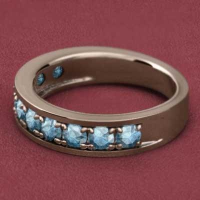 リング 11月の誕生石 ハーフエタニティリング 10金ピンクゴールド ブルートパーズ(青)の画像