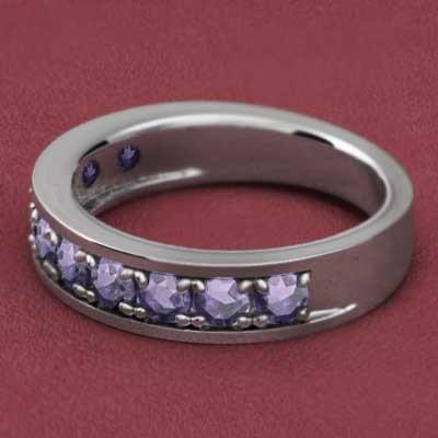 2月誕生石 ハーフエタニティリング リング アメシスト(紫水晶) k10ホワイトゴールドの画像