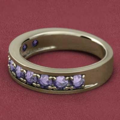アメジスト(紫水晶) イエローゴールドk10 ハーフエタニティリング リング 2月の誕生石の画像