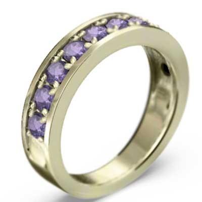 アメジスト(紫水晶) イエローゴールドk10 ハーフエタニティリング リング 2月の誕生石の画像