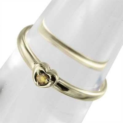 11月誕生石 k10イエローゴールド 一粒石 シトリン(黄水晶) ハート リングの画像