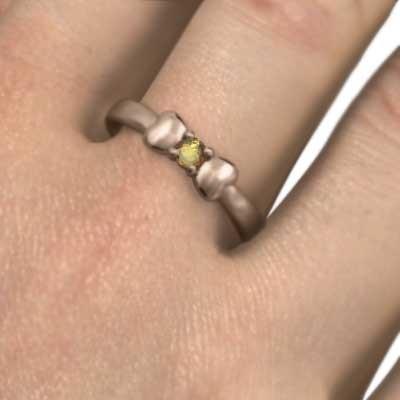 10金ピンクゴールド リボン シトリントパーズ 指輪 一粒石 11月誕生石の画像