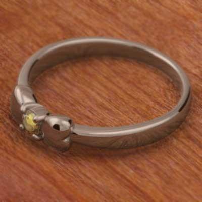 シトリン(黄水晶) リボン 11月誕生石 一粒石 リング k18ピンクゴールドの画像