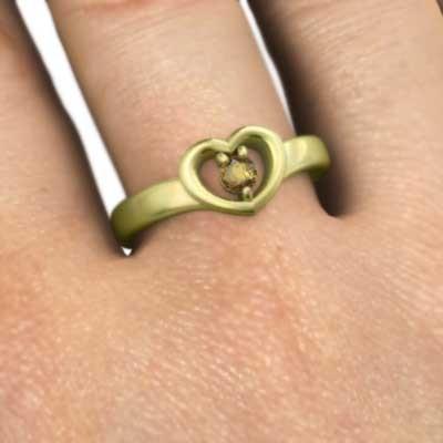 一粒石 11月の誕生石 (黄水晶)シトリン 指輪 ハート 18金イエローゴールドの画像