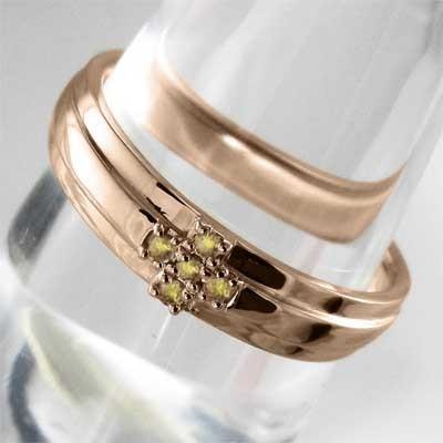 11月誕生石 リング シトリン(黄水晶) クロス ファイブストーン k10ピンクゴールドの画像