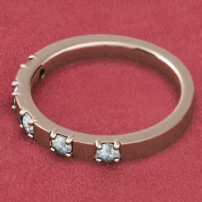 ファイブストーン 3月の誕生石 アクアマリン リング k18ピンクゴールドの画像