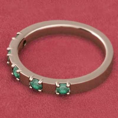 リング 5月の誕生石 ファイブストーン エメラルド ピンクゴールドk18の画像