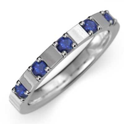 平打ち 指輪 ファイブストーン サファイヤ 9月誕生石 18金ホワイトゴールド