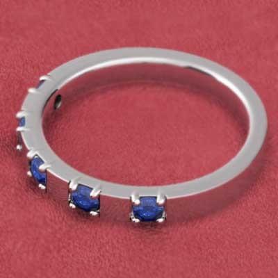 リング ファイブストーン サファイア(青) 9月誕生石 18金ホワイトゴールドの画像