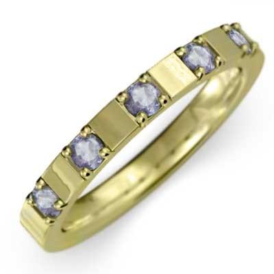 タンザナイト リング ファイブストーン 12月誕生石 k18イエローゴールドの画像