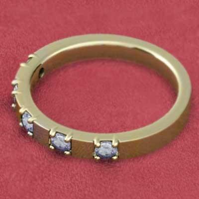 イエローゴールドk18 ファイブストーン 指輪 タンザナイト 12月の誕生石の画像