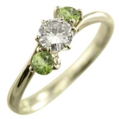 指輪 k10イエローゴールド ペリドット 天然ダイヤモンド 8月の誕生石