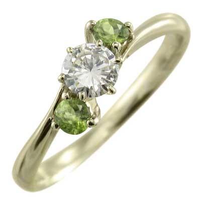 指輪 k10イエローゴールド ペリドット 天然ダイヤモンド 8月の誕生石