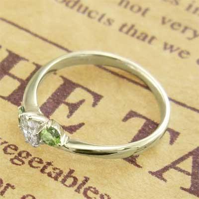 指輪 k10イエローゴールド ペリドット 天然ダイヤモンド 8月の誕生石