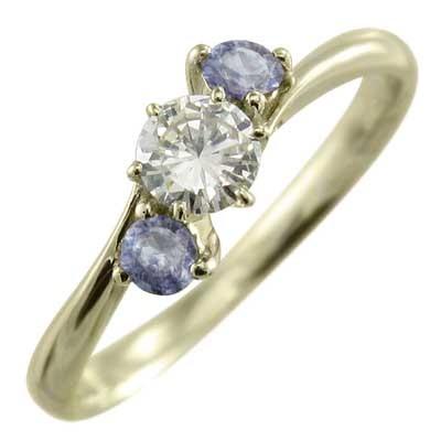 スリーストーン タンザナイト k10 12月誕生石 リングの画像