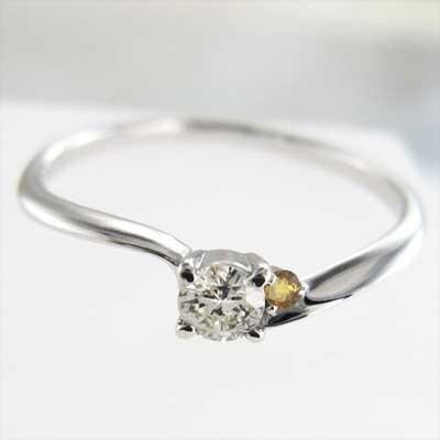 リング スレンダー 11月の誕生石 シトリン(黄水晶) ホワイトゴールドk18_4