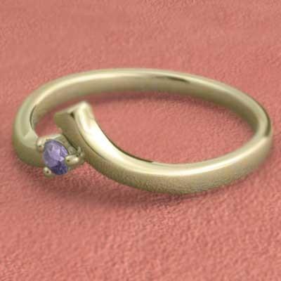 2月の誕生石 k18イエローゴールド アメシスト(紫水晶) 一粒石 リングの画像
