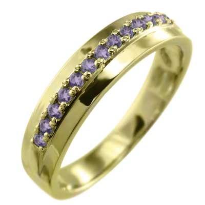 リング アメジスト(紫水晶) イエローゴールドk18 2月誕生石