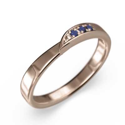ブルーサファイア 9月の誕生石 k10ピンクゴールド リングの画像