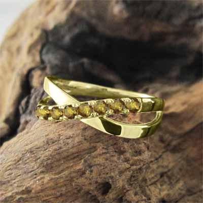 18金イエローゴールド シトリントパーズ 11月誕生石 リング クロスの画像