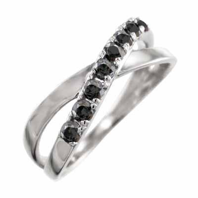 Pt900 リング ブラックダイア 4月誕生石 クロスの画像