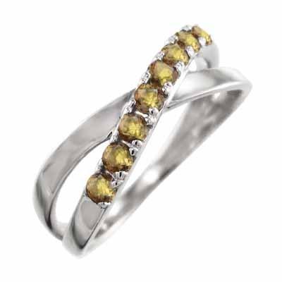 11月誕生石 シトリン 指輪 クロス プラチナ900の画像