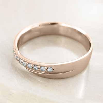 アクアマリン 指輪 3月の誕生石 10金ピンクゴールドの画像