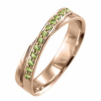 k10ピンクゴールド ペリドット 8月の誕生石 指輪の画像