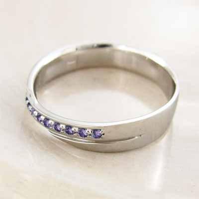 ホワイトゴールドk10 リング アメジスト(紫水晶) 2月誕生石の画像