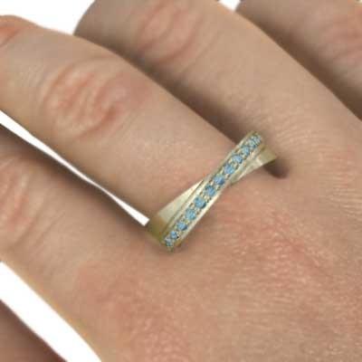 10金イエローゴールド 11月の誕生石 指輪 ブルートパーズ(青)の画像