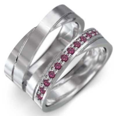 ペアリング 平打 リング ルビー プラチナ900 7月誕生石
