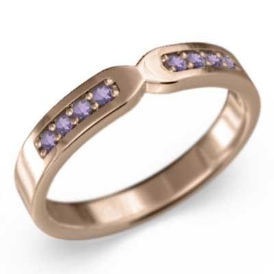 2月の誕生石 18金ピンクゴールド アメジスト(紫水晶) リングの画像