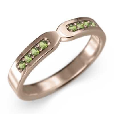 ペリドット 平らな指輪 k18ピンクゴールド 8月の誕生石