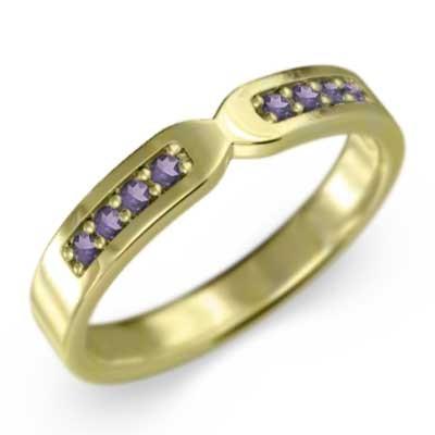 2月の誕生石 アメシスト(紫水晶) リング k18イエローゴールドの画像