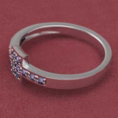 ホワイトゴールドk10 2月誕生石 リング アメジスト(紫水晶)の画像