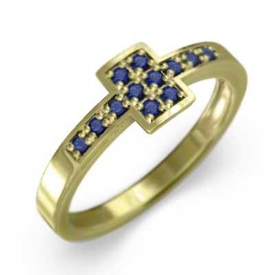 指輪 サファイヤ 9月の誕生石 18金イエローゴールドの画像