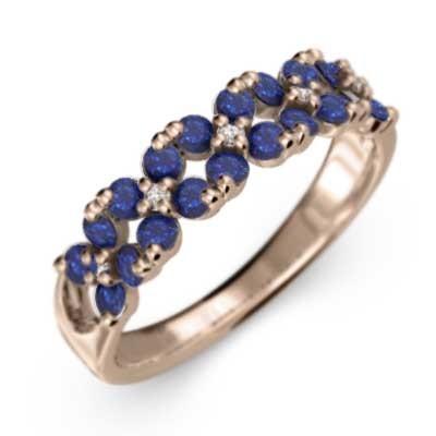 【はこぽす対応商品】 フラワー Flower 指輪 10kピンクゴールド サファイア(青) 指輪
