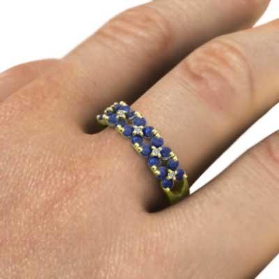 9月の誕生石 指輪 フラワー 18金イエローゴールド サファイア(青)の画像
