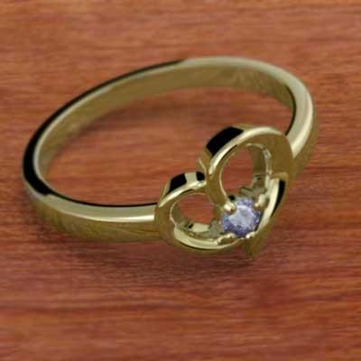 ハート 12月の誕生石 リング 一粒石 k18 タンザナイトの画像