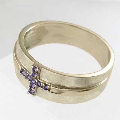 アメジスト クロス ワイド k10 2月の誕生石 指輪_2