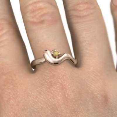 一粒石 蛇 k10ピンクゴールド 11月の誕生石 シトリン 指輪の画像