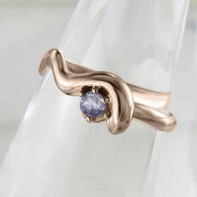指輪 タンザナイト ピンクゴールドk10 蛇 一粒石 12月誕生石の画像