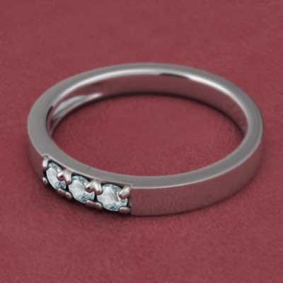 3月誕生石 リング k10ホワイトゴールド スリーストーン アクアマリンの画像