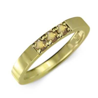 18金イエローゴールド 11月誕生石 スリーストーン (黄水晶)シトリン 指輪の画像