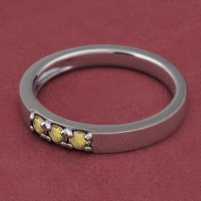 11月誕生石 スリーストーン (黄水晶)シトリン 指輪 白金（プラチナ）900の画像