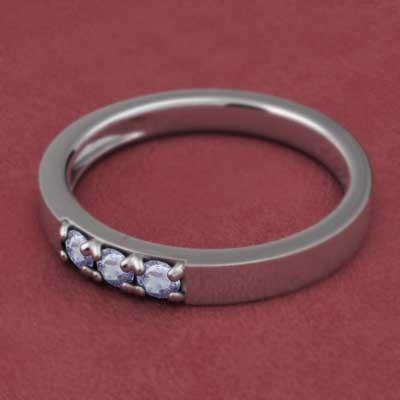 Pt900 スリーストーン タンザナイト リング 12月の誕生石の画像
