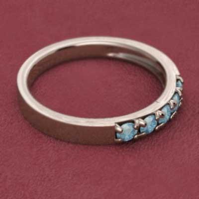 11月の誕生石 リング ブルートパーズ k10ピンクゴールド ハーフエタニティリング エタニティの画像