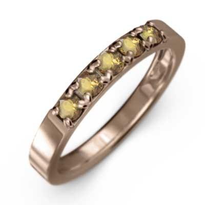 ハーフエタニティリング k10ピンクゴールド 指輪 11月の誕生石 エタニティ (黄水晶)シトリンの画像